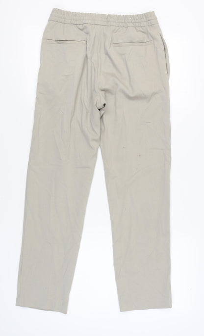 Womens UK Size S Zara Relaxed Fit Jogger Beige Trousers