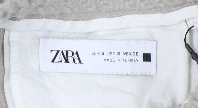 Womens UK Size S Zara Relaxed Fit Jogger Beige Trousers