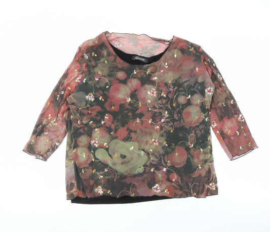 Alexara Women's Multicoloured Floral Blouse, XL, Embroidered