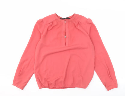 Womens UK Size S Zara Basic Red Basic Blouse