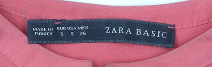 Womens UK Size S Zara Basic Red Basic Blouse