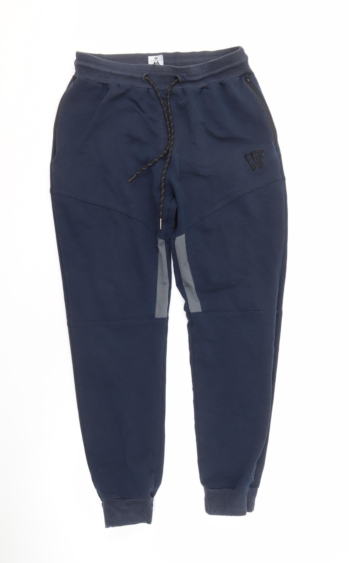 Men's Blue Jogger Trousers, M, Cotton Blend, Elastic Waist