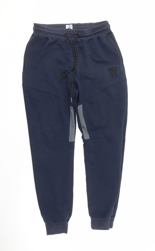 Men's Blue Jogger Trousers, M, Cotton Blend, Elastic Waist