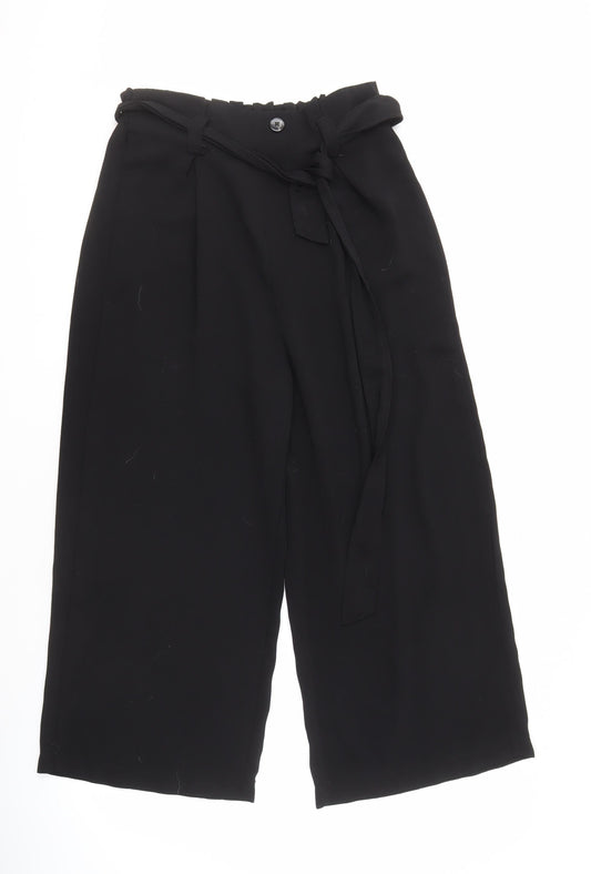 Stradivarius Women's Black Wide-Leg Trousers, Size M