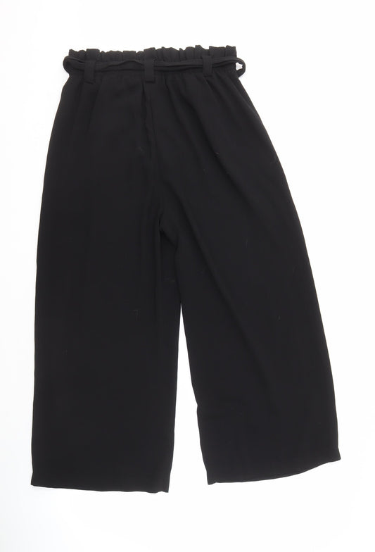 Stradivarius Women's Black Wide-Leg Trousers, Size M