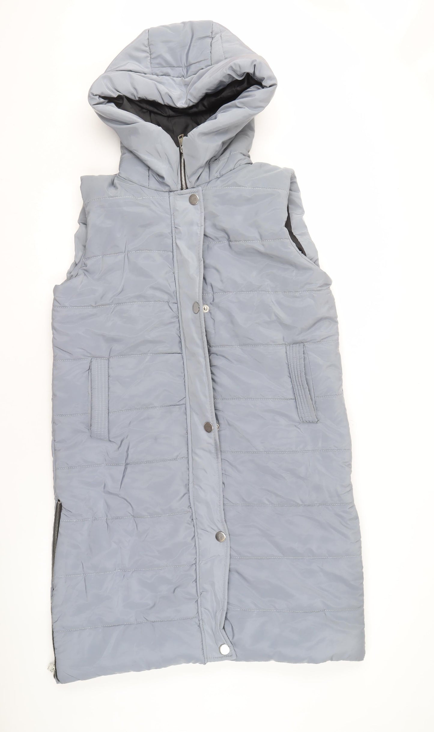 QED LDN Women's Grey M Puffer Jacket Hooded
