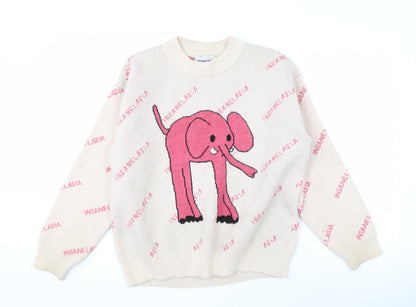 INSANELASIA Women's Beige Elephant Jumper M