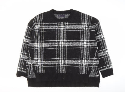 Marks and Spencer Men's XL Black Plaid Pullover Jumper