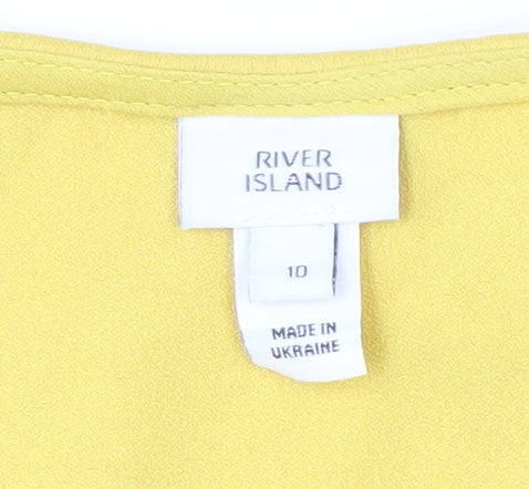 Womens UK Size 10 River Island Yellow Basic Tank