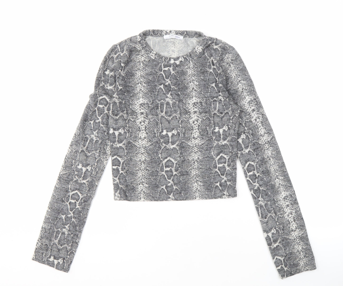 Womens UK Size S Zara Grey Cropped Long Sleeve