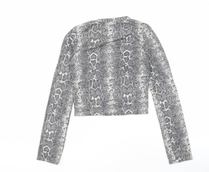 Womens UK Size S Zara Grey Cropped Long Sleeve