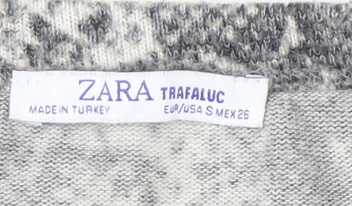 Womens UK Size S Zara Grey Cropped Long Sleeve