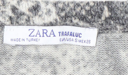 Womens UK Size S Zara Grey Cropped Long Sleeve