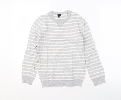 KIABI Boys Grey Striped Pullover Jumper, 10 Years