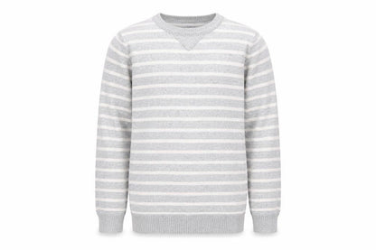 KIABI Boys Grey Striped Pullover Jumper, 10 Years