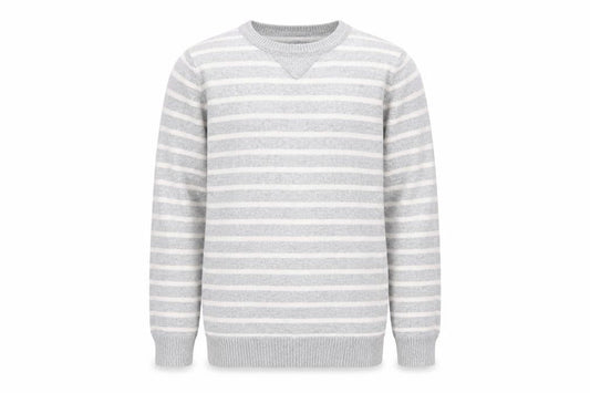KIABI Boys Grey Striped Pullover Jumper, 10 Years