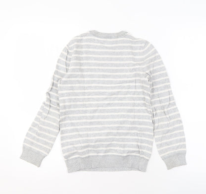 KIABI Boys Grey Striped Pullover Jumper, 10 Years