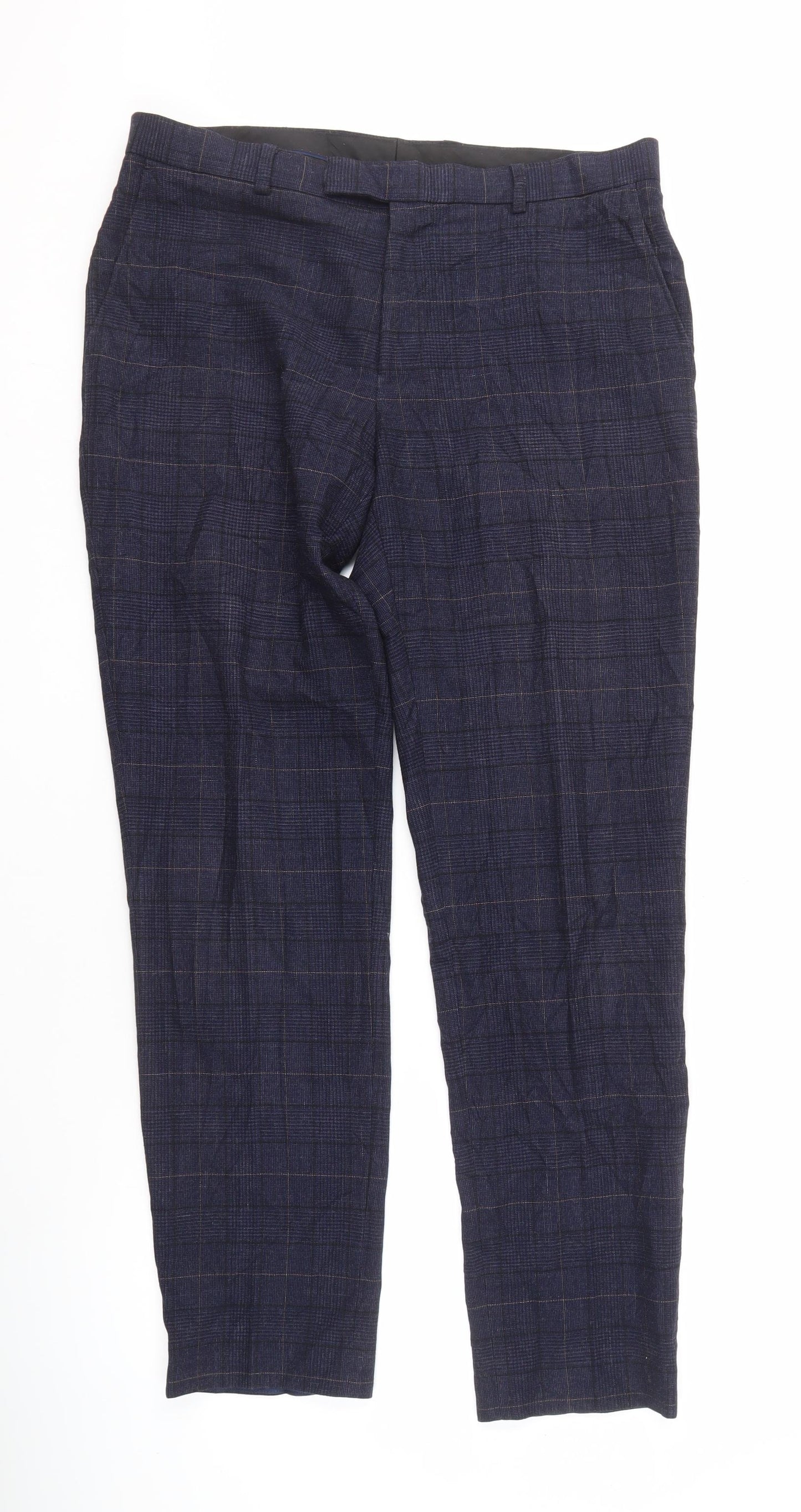 Moss 1851 Men's Blue Check Dress Pants, 34