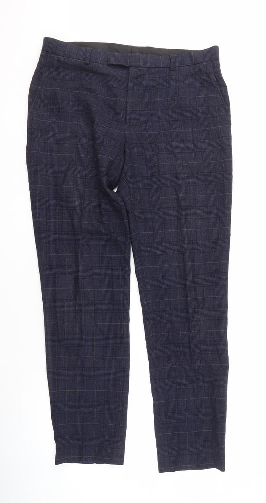 Moss 1851 Men's Blue Check Dress Pants, 34