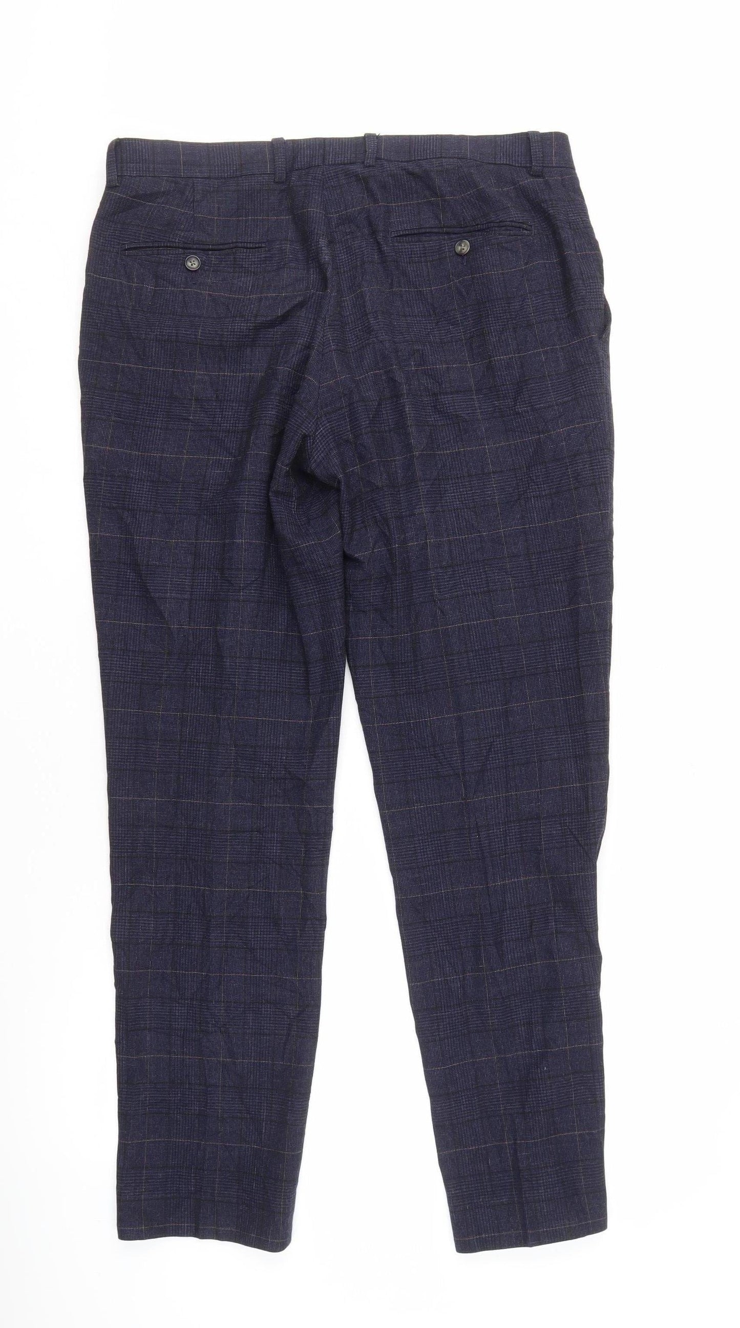 Moss 1851 Men's Blue Check Dress Pants, 34