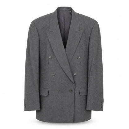 Mens UK Size 40 Pinstripe Regular Grey Suit Jacket