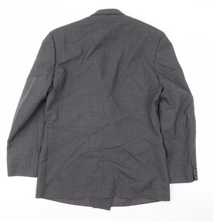 Mens UK Size 40 Pinstripe Regular Grey Suit Jacket