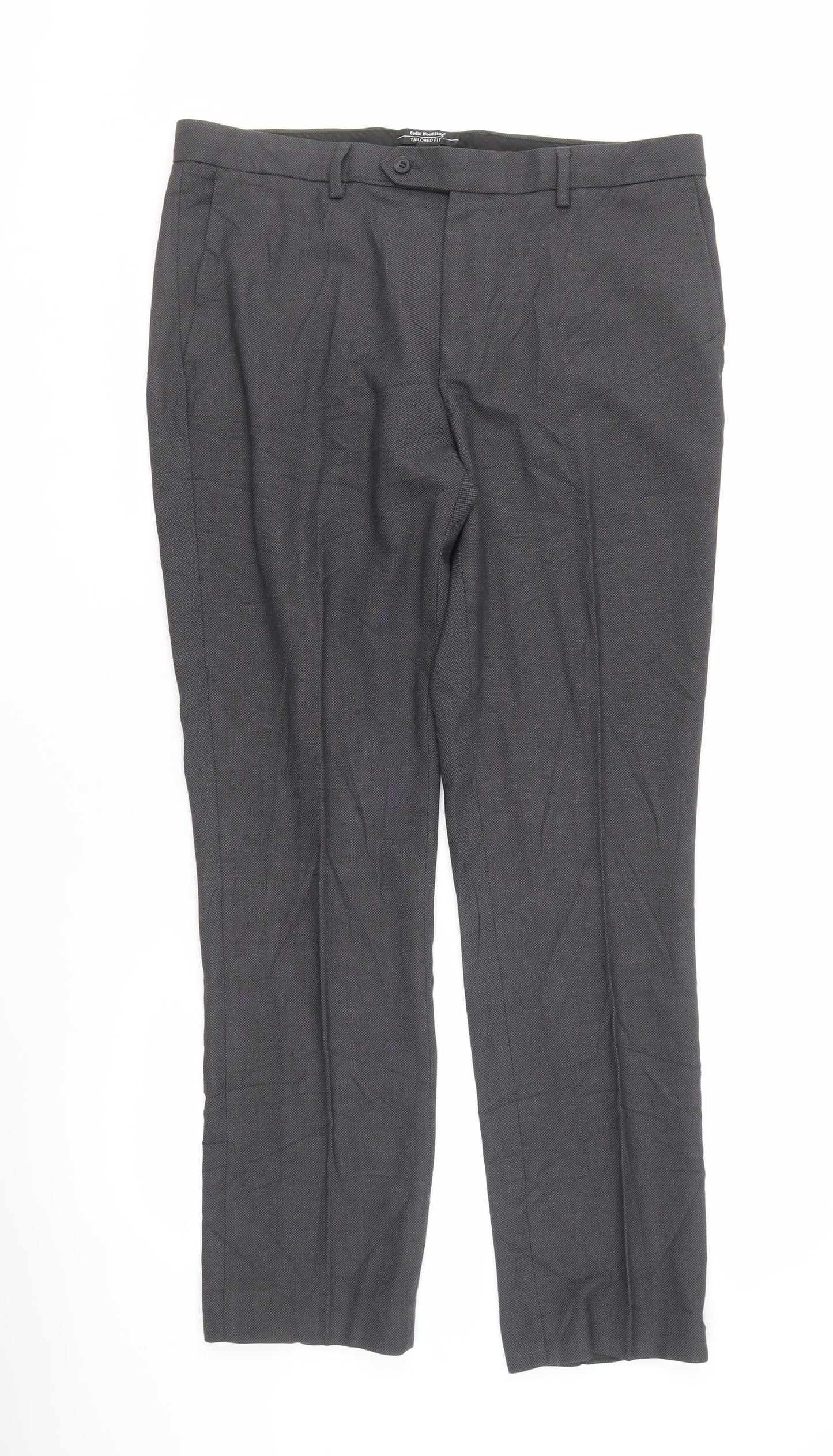 Mens UK Size 30R Cedar Wood State Slim Fit Dress Pants Grey Trousers