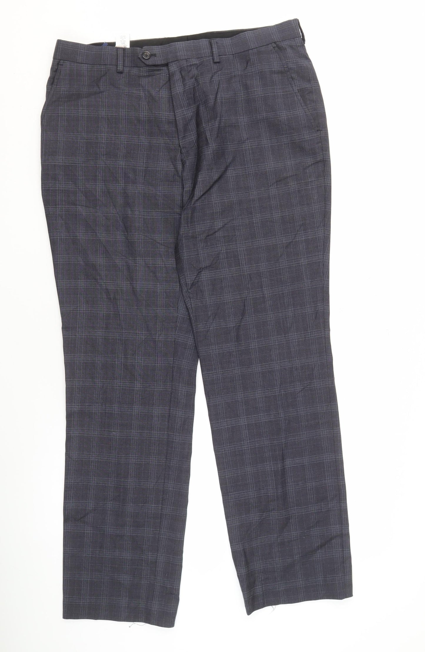 Next Men's Grey Check Trousers 34 31