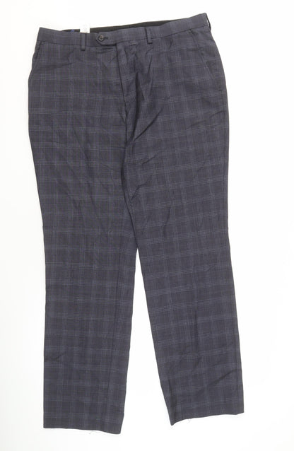 Next Men's Grey Check Trousers 34 31