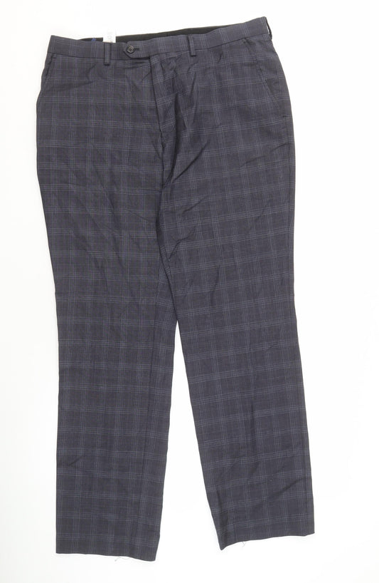 Next Men's Grey Check Trousers 34 31