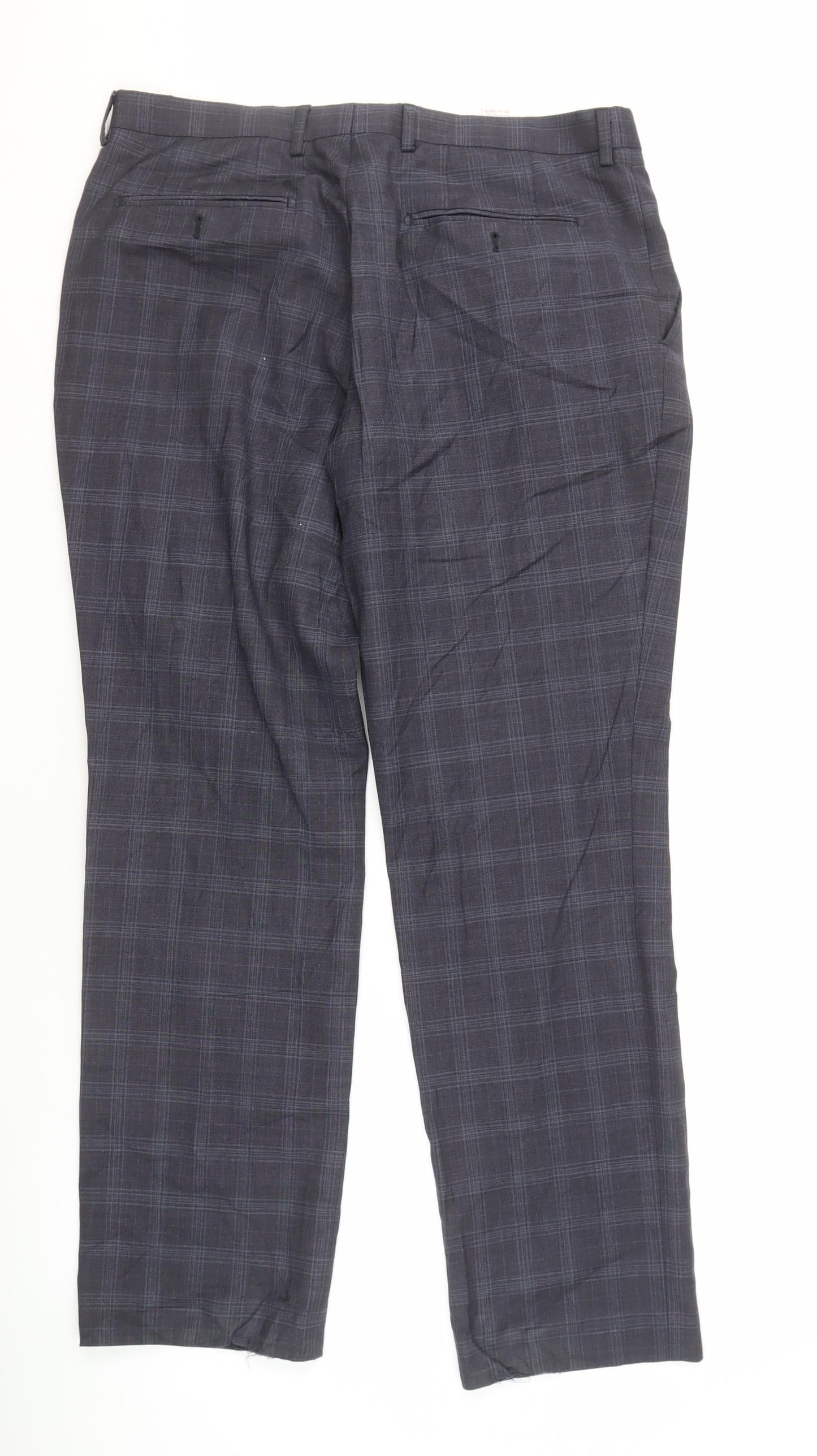 Next Men's Grey Check Trousers 34 31