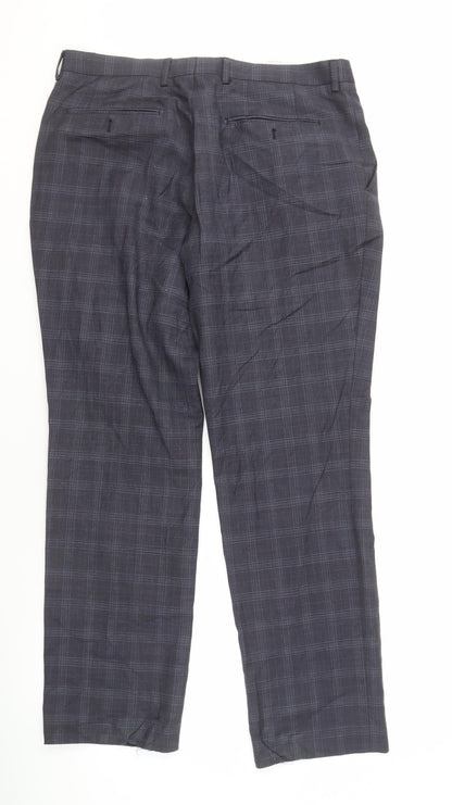 Next Men's Grey Check Trousers 34 31