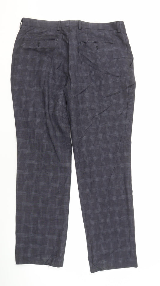 Next Men's Grey Check Trousers 34 31