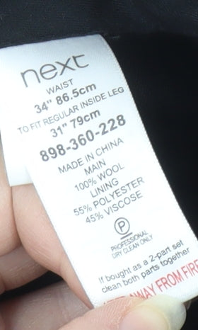 Next Men's Grey Check Trousers 34 31