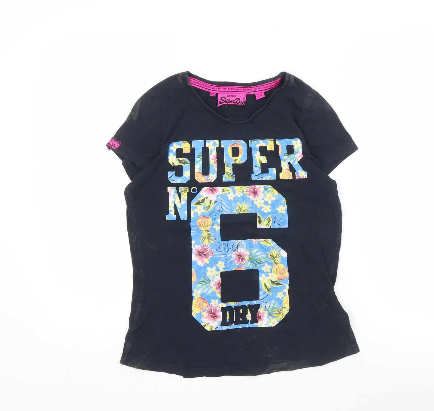 Womens UK Size XS Superdry Black Basic T-Shirt