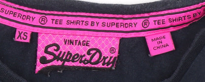 Womens UK Size XS Superdry Black Basic T-Shirt