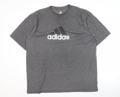 Adidas Men's Grey XL Logo T-Shirt Short Sleeve