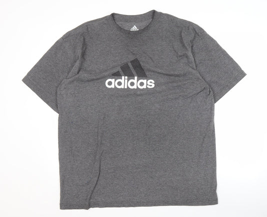 Adidas Men's Grey XL Logo T-Shirt Short Sleeve