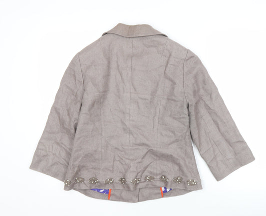 Boden Women's Grey Linen Cotton Short Jacket Size 12