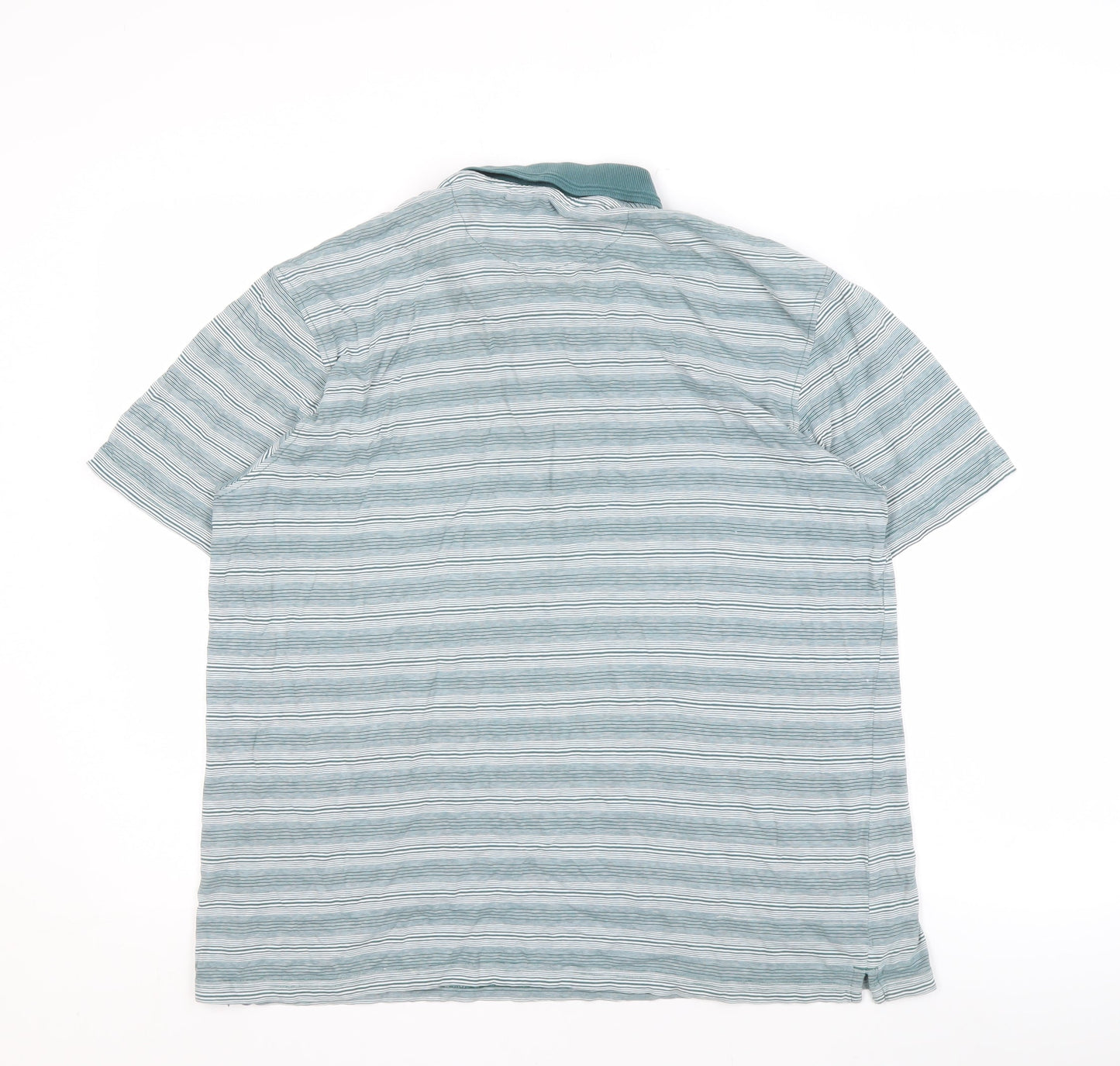 James Pringle Men's Green Striped Polo L