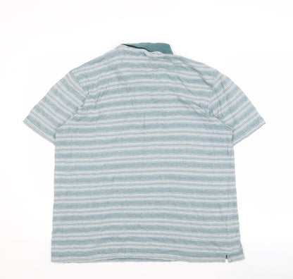 James Pringle Men's Green Striped Polo L