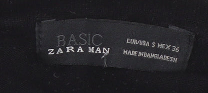 Zara Men's Black Polo Shirt, Size S, Short Sleeve