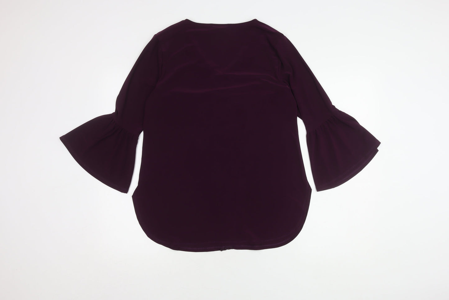 Nina Leonard Women's Purple Blouse Medium Chain V-Neck
