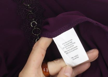Nina Leonard Women's Purple Blouse Medium Chain V-Neck