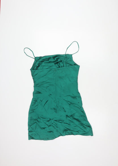 Zara Women's Green Slip Dress, Size S, Sleeveless