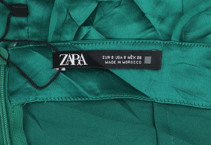 Zara Women's Green Slip Dress, Size S, Sleeveless