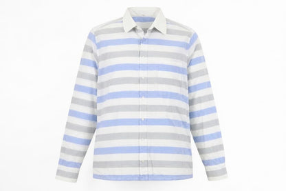 Front view of Jacques Britt unisex multicoloured striped button-up shirt