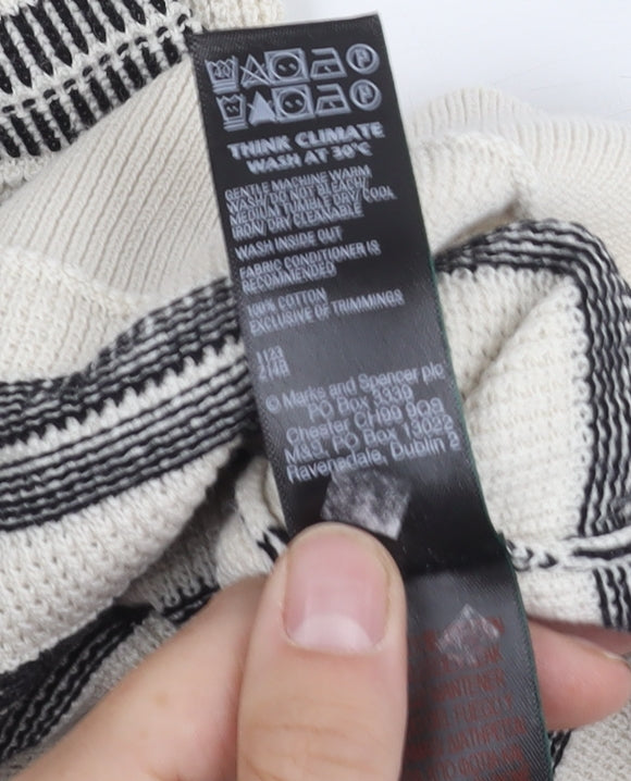 Marks and Spencer Men's Black Striped Polo M