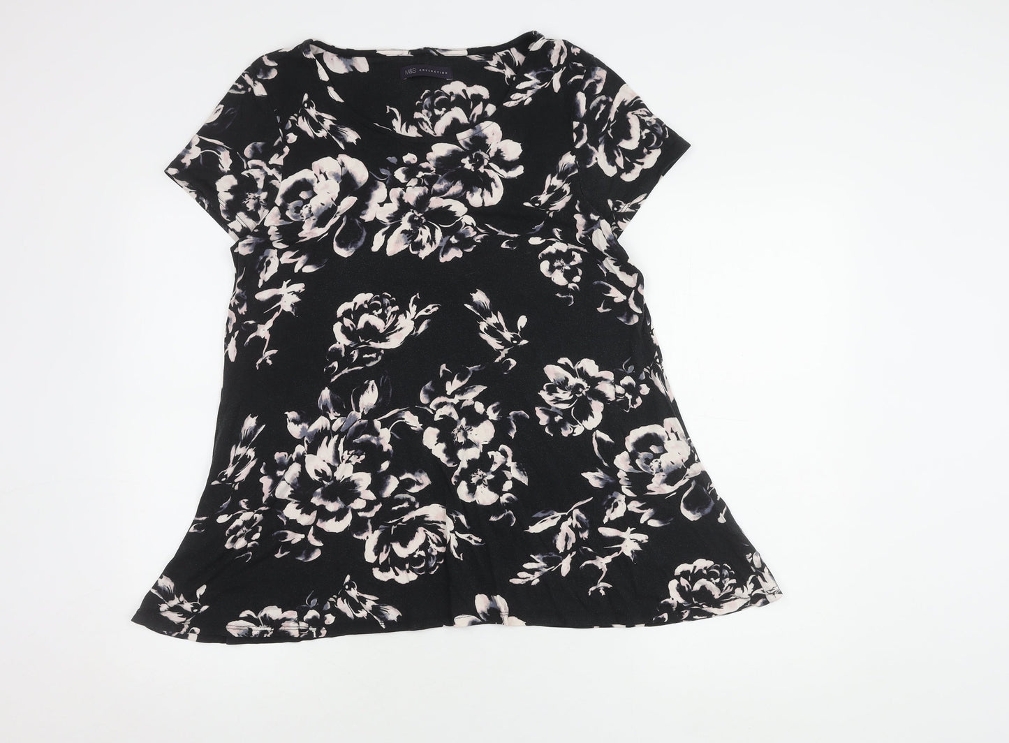 Womens UK Size 16 Marks and Spencer Black Tunic T-Shirt