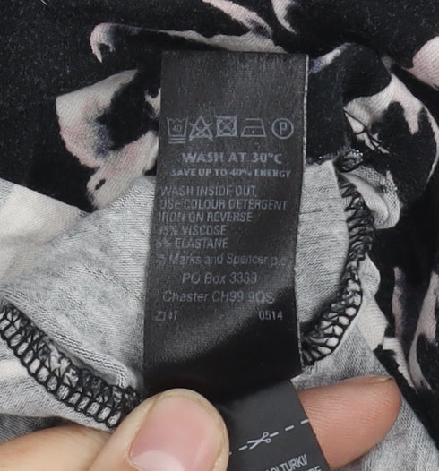 Womens UK Size 16 Marks and Spencer Black Tunic T-Shirt